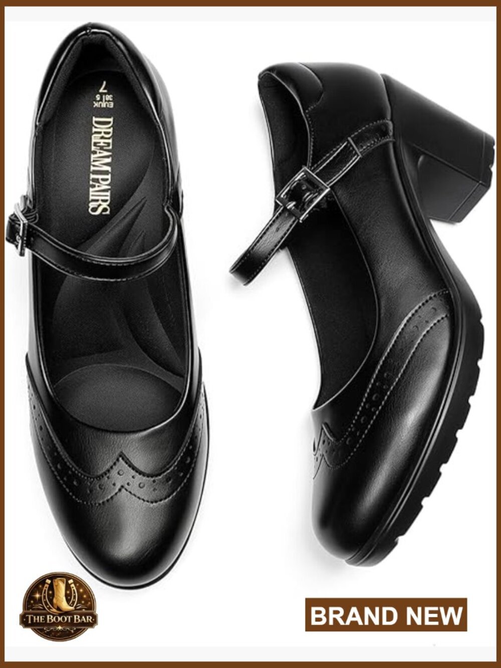 Chunky Heel Mary Jane Oxfords Round Toe Dress Shoes Comfort Cushioned